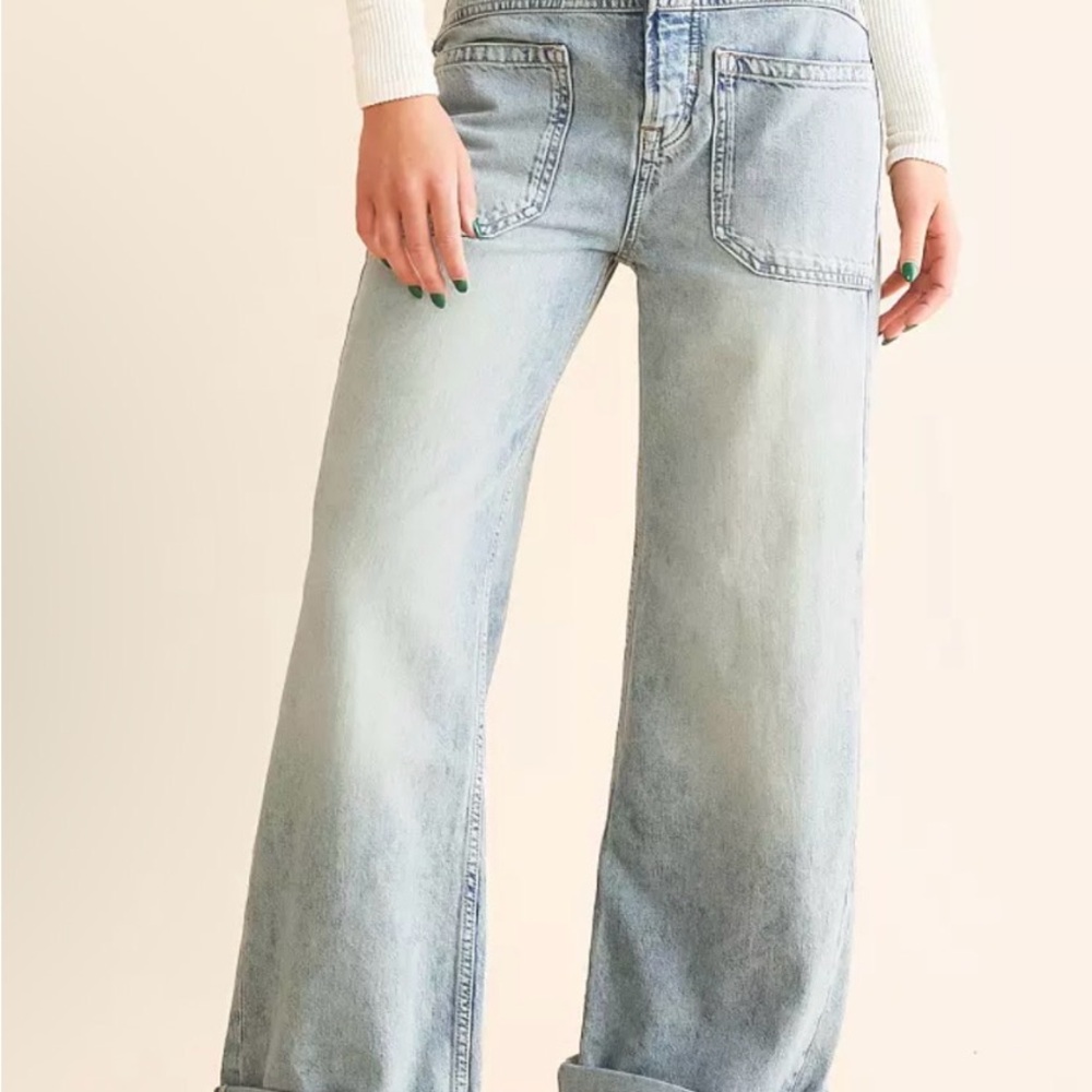 Free People Palmer Light Wash Wide Leg Women's Jeans - Light Blue